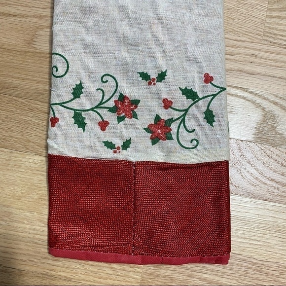 Burlap Christmas Tree Skirt NWT 40 in Holiday Red Tan Green Country Primitive - Picture 4 of 6